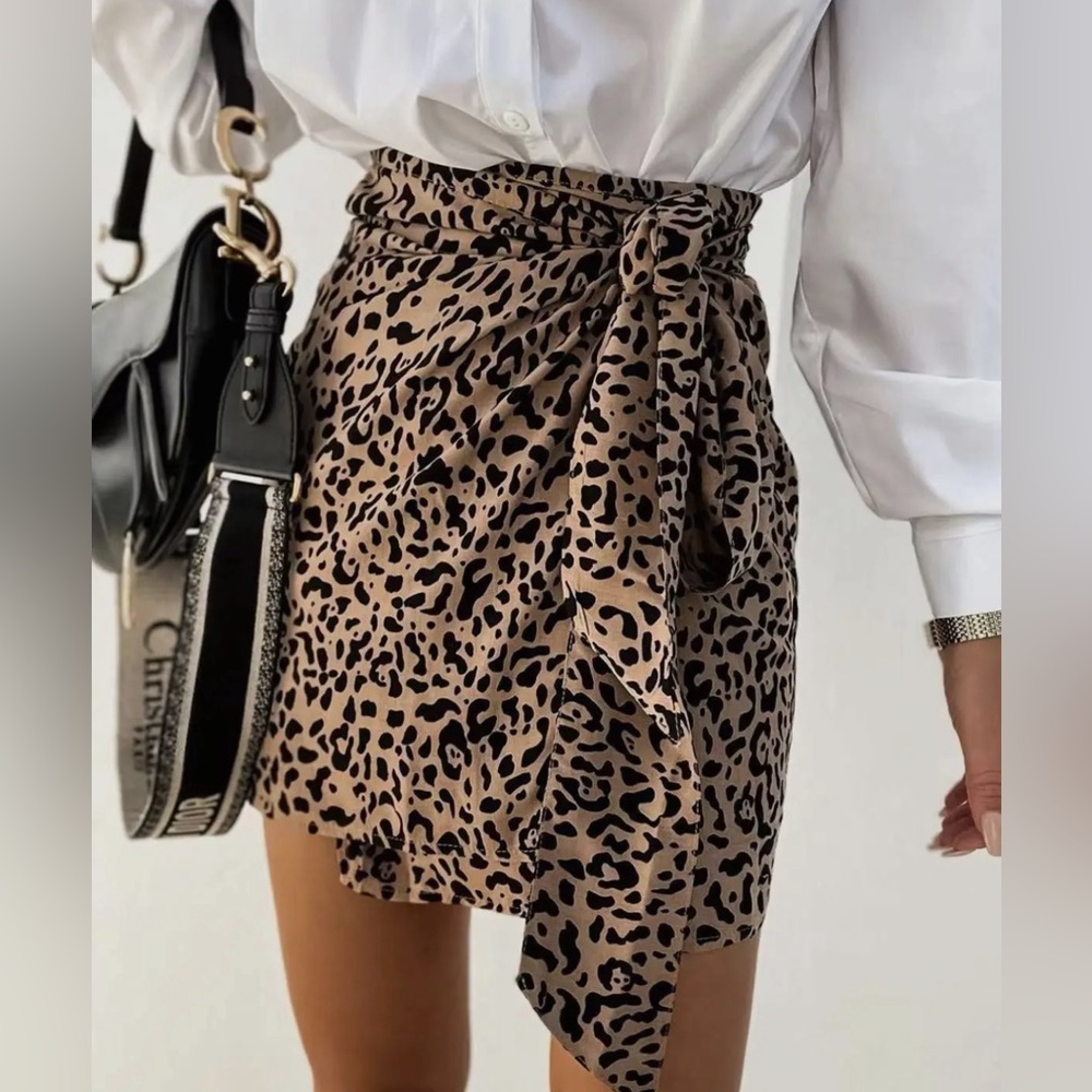 Leopard Wrap Mini Skirt
